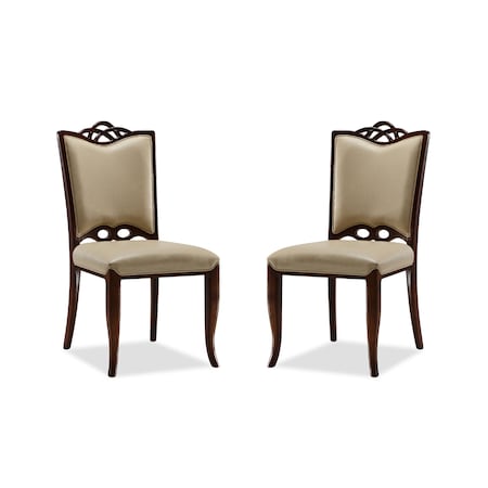 Manhattan Comfort Regent Dining Chair (Set of Two) in Cream and Walnut DC005-CR